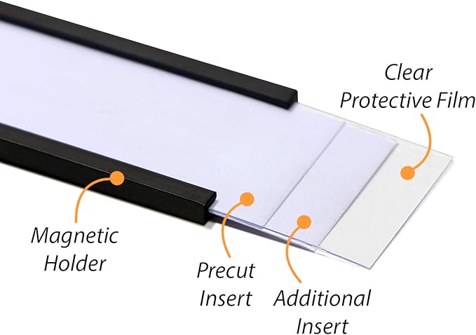 SmartSign Magnetic 'C' Channel Card Holders for Metal Racks and Shelves | 1" x 2" Pack of 25