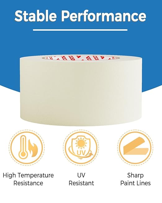 SWRT Masking Tape 2” x 55Yds, 10 Rolls – Bulk Value White Tape with Strong Hold & Clean Removal for Multi-Surface Projects & General Purpose (550Yds Total)