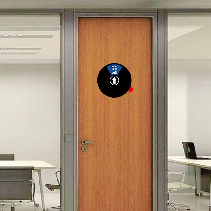 Beiyier Office Privacy Door Sign 6 Options, Do Not Disturb/Please Knock/Out of Office/In A Meeting/Back Soon/Working Remotely, Inform the Exact Status of Conference Room (6 Inch, Black)