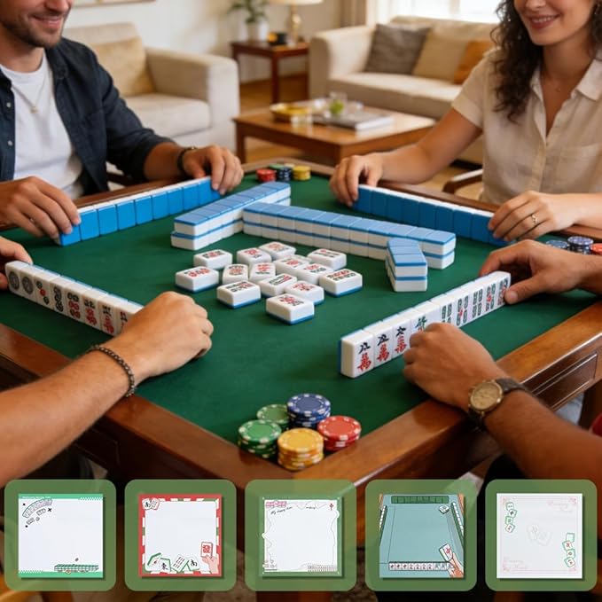 Lummitwit 20 Pcs 3x3 in Mahjong Sticky Notes Pads - Cute Self-Adhesive Stationery, Mahjong Gifts for Women & Lovers, Mahjong Accessories for Birthday Party Favors & Decorations Supplies
