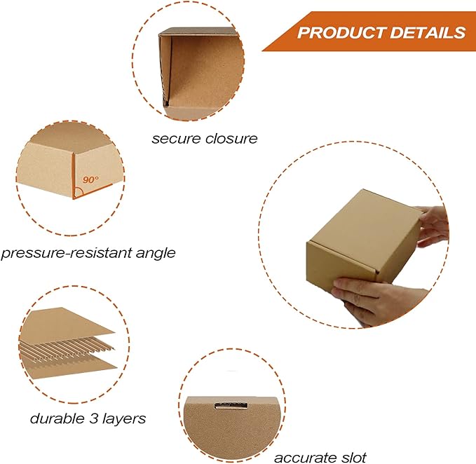 PHAREGE 6x4x3 inch Shipping Boxes Bulk 25 Pack Brown, Tab Lock Tuck Top Mailer Boxes for Packaging Small Business, Small Cardboard Gift Boxes for Wrapping Mailing Presen