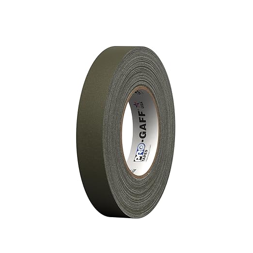 1" Width ProTapes Pro Gaff Premium Matte Cloth Gaffer's Tape With Rubber Adhesive, 11 mils Thick, 55 yds Length, Olive Drab (Pack of 1)