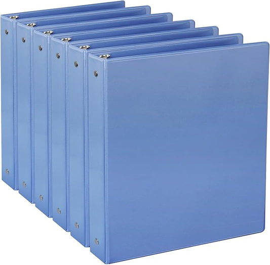 CIXILDTS 6-Pack 1-Inch Binder, Standard 3 Ring Binder Fit US Letter Size Paper, Presentation Round Ring Binders,Blue