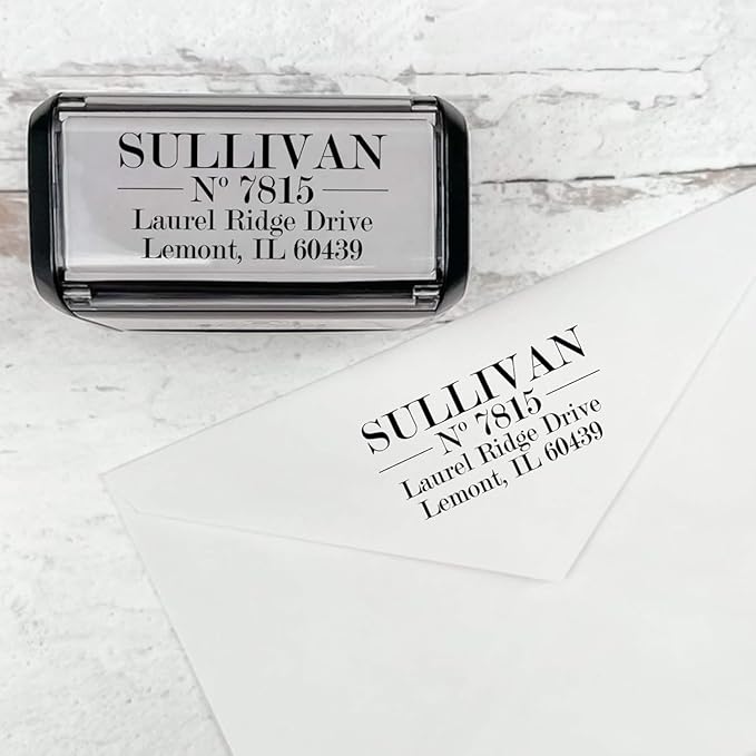 Self Inking Modern Address Stamps | Custom Return Address Stamper (Traditional Serif, Xtra Large)