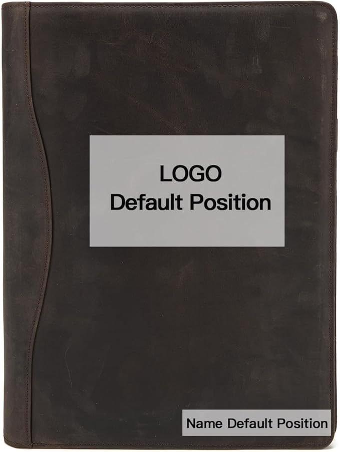 Geslun Personalized Genuine Leather 3 Ring Binder, Custom Engraved 8.5 x 11 Letter Size Folio with Pen Holder, Soft Notebook Portfolio Cover, Notepad Padfolio Organizer for Meeting, Dark Khaki