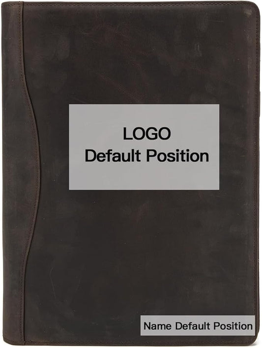 Geslun Personalized Genuine Leather 3 Ring Binder, Custom Engraved 8.5 x 11 Letter Size Folio with Pen Holder, Soft Notebook Portfolio Cover, Notepad Padfolio Organizer for Meeting, Dark Khaki
