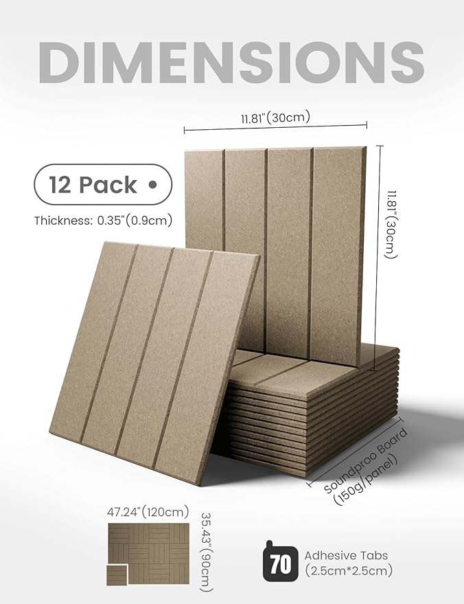 Large Felt Bulletin Board 48" x 36" Cork Board Alternative-12 Pack with 70 Safe Removable Adhesive Tabs, Cork Boards for Walls for Home Office Classroom Pin Board-Earth Brown