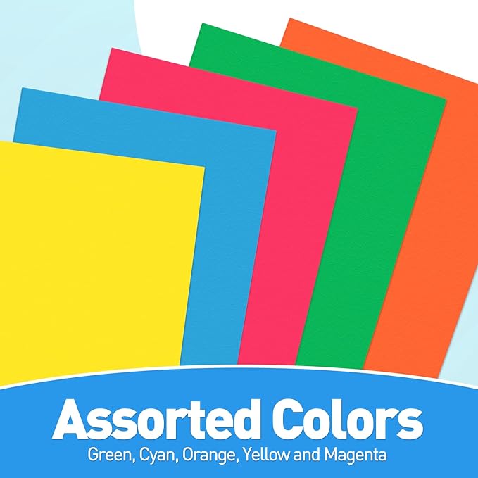 Two Pocket Folders, RAZCC 50 Pack File Folders with Pockets Fit Letter Size Paper, Thick Paper File Folder for School Office Business Home, Assorted 5 Colors