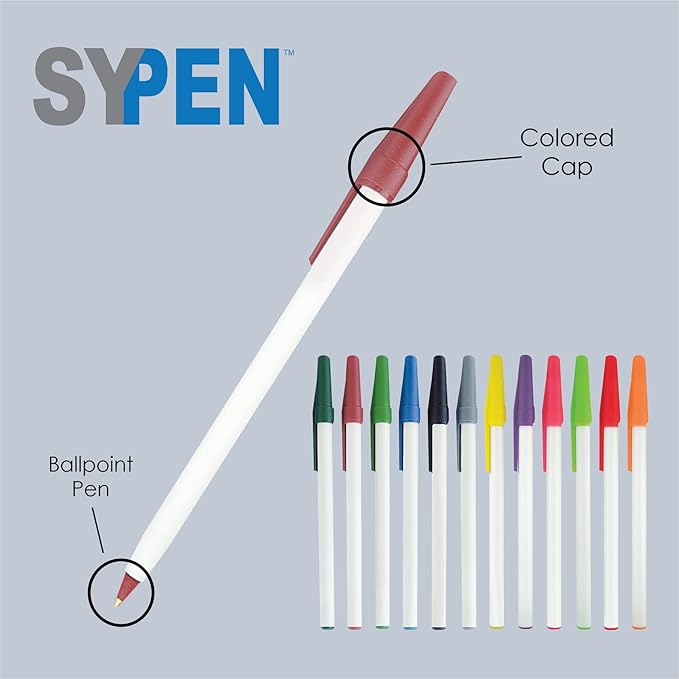 SyPen Personalized Stick Pens With your Custom Logo or Text-500 Pack Bulk-for Businesses, Parties, and Events, Custom Printed Slim Ballpoint Pens with Cap, Yellow, Black Ink