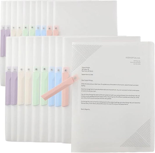 INDKOPVA Plastic Report Covers,20Pcs File Folders Letter A4 Sheet Size, Clear Front Report Covers for Documents Presentation Office School Home Organizer Binder (Plain Color, 20PCS）