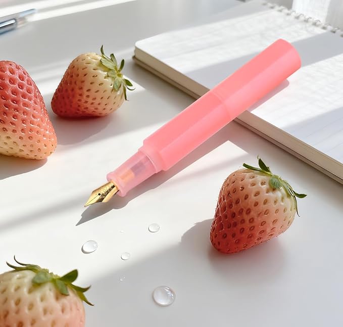 czxwyst Majohn Wancai 2.0 Mini Pocket-Size Eyedropper Fountain Pen (F Nib 0.5mm, Strawberry Red)