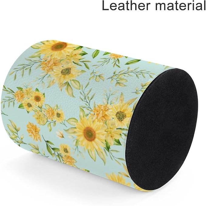 DIYYAO Personalize Sunflower Pattern Circular Pen Holder - Desk Pen Organizer Control Storage Box Makeup Brush Holder (A)