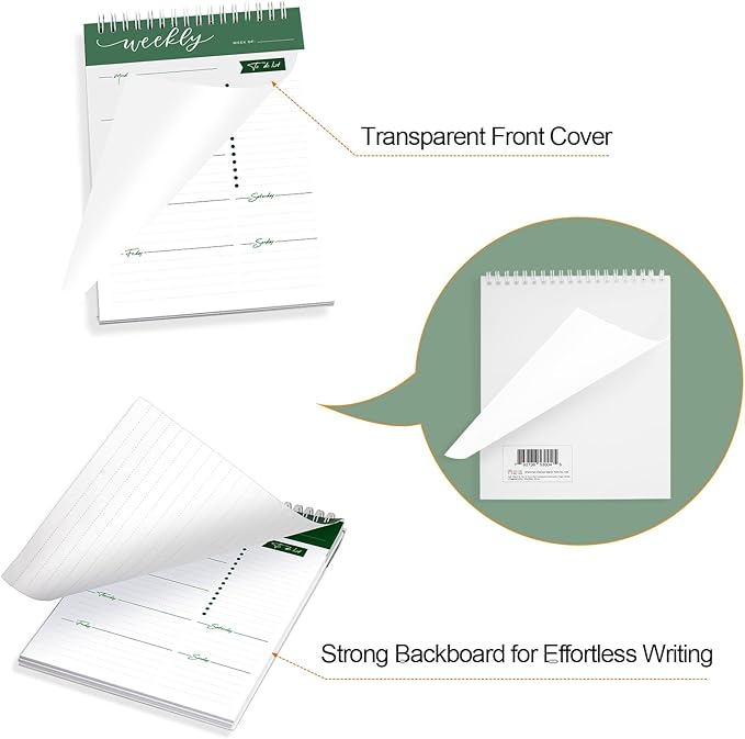 Weekly Planner Notebook, To Do List Notepad with 52 Undated Sheets 6.9"×9.8" - Weekly Organizer for Women & Man, Work, Study, and Daily Life, B5-DG
