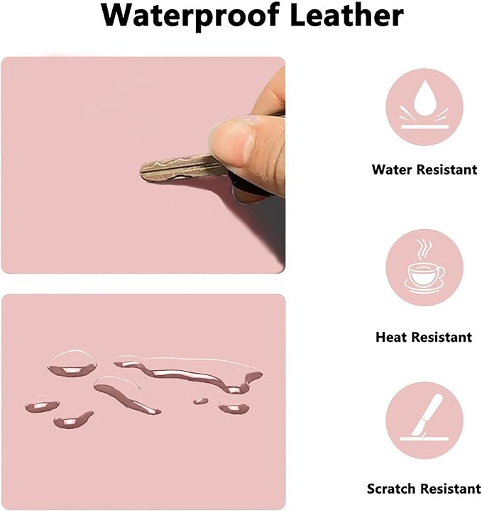 PU Leather Desk Pad Protector Gaming Mouse Pad Non Slip Desk Mat for Keyboard and Mouse Waterproof Desk Writing Pad for Office and Home Desk Accessories(Pink, 31.5 * 15.7)