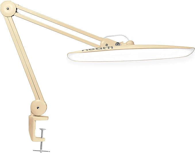 Neatfi XL 2,200 Lumens LED Desk Lamp with Clamp, 24 Watt Bright Architect Task Lamp, 20 Inches Dimmable Computer Light, Adjustable Desk Light for Home, Office, Crafts, Nails & Hobbies (Non-CCT, Gold)