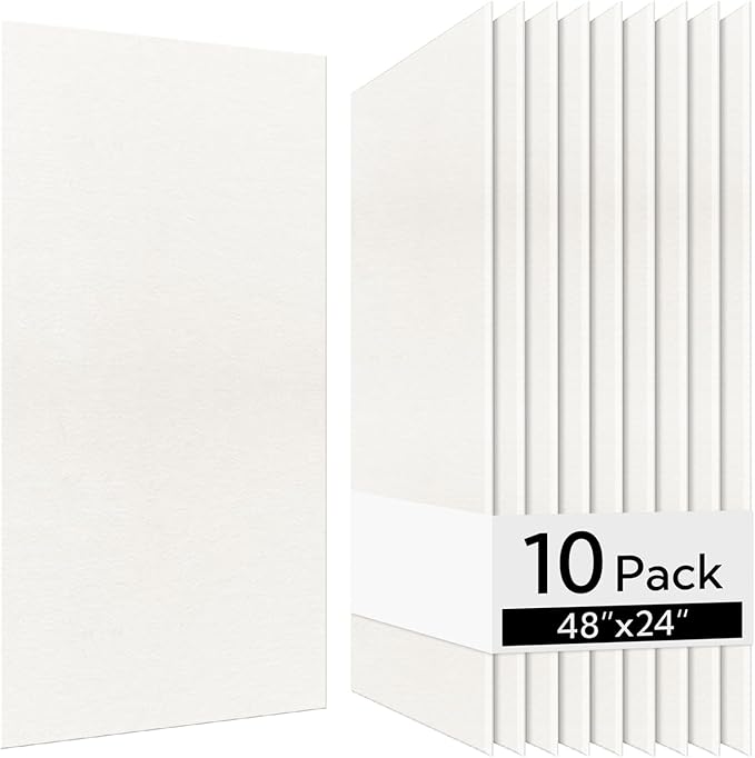Olanglab Acoustic Wall Panels 10 Pack, 48 x 24 per Acoustic Panels Sound Absorbing, Sound Panels for Home Studio and Office, Plain White