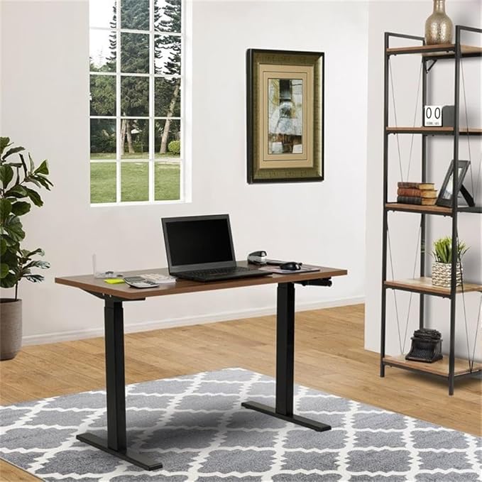 American Furniture Classics OS Home and Office 23004K Desk and Privacy Screen, Danish Walnut and Blue Fabric