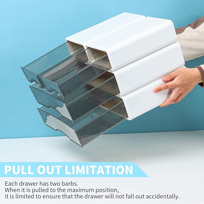 OSteed White Desktop Drawers for Paper, Stackable Office Storage Drawers for Desk, Craft Organizer and Storage Bins, 3 Mixed Storage Container with Plastic Drawers for Office Supplies