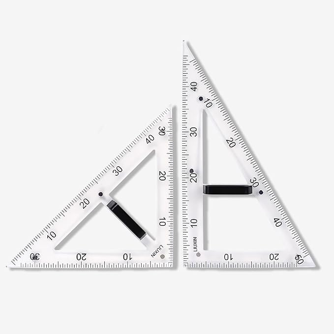 Magnetic Geometry Tool, Protractor, Triangle Rulers Easy Attachment Blackboard Measurement Kit, Teacher Board Protractor Multi-Purpose Kit Large (Transparent-2pc)