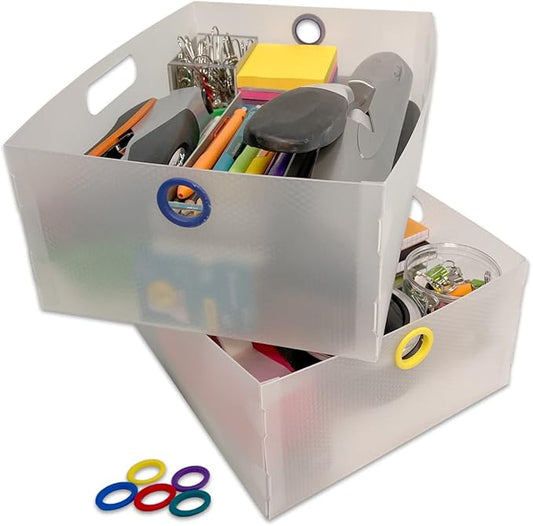 Ultimate Office TierDrop Storage Drawers Measure 9w x 12d x 4 3/4 Inches High for Desk Accessories and Supplies, Set of 2, Includes Color-Coded Finger Rings for Fast and Easy Access to Contents