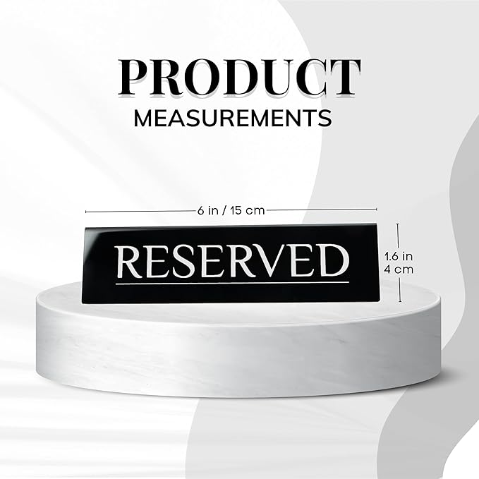 6 Reserved Table Signs – Black Stainless Steel with Silver Mirror Lettering | Elegant, Durable & Reusable Reserved Signs for Wedding Receptions & Restaurants | Wedding Accessories & Restaurant Supplies by Adaptic Group®