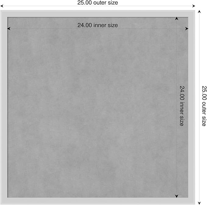 Amanti Art Silver Framed Magnetic Board 25x25 Medium Vision Board for use with Magnets, 100% Metal Sheet to Display Items as Office Decor or for Home Organization in mudroom, Kitchen or Kids Room