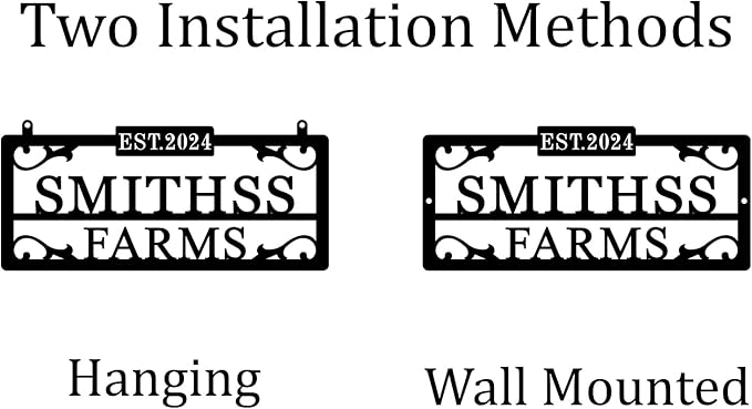 Personalized Hanging Metal Farm Signs, Personalized Outdoor Ranch Sign, Outdoor Farm Signs,Personalized Last Name Metal Sign,Custom Large Metal Farmhouse Farm Sign,Family Name Sign