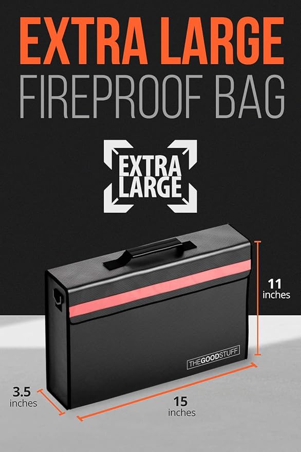 The Good Stuff Fireproof Document Box for Legal Documents, Passports, Cash, and Contracts, 5" x 11" 3.5" / 2000℉ Protect Your Notebooks, Binders, Folders, and Contracts