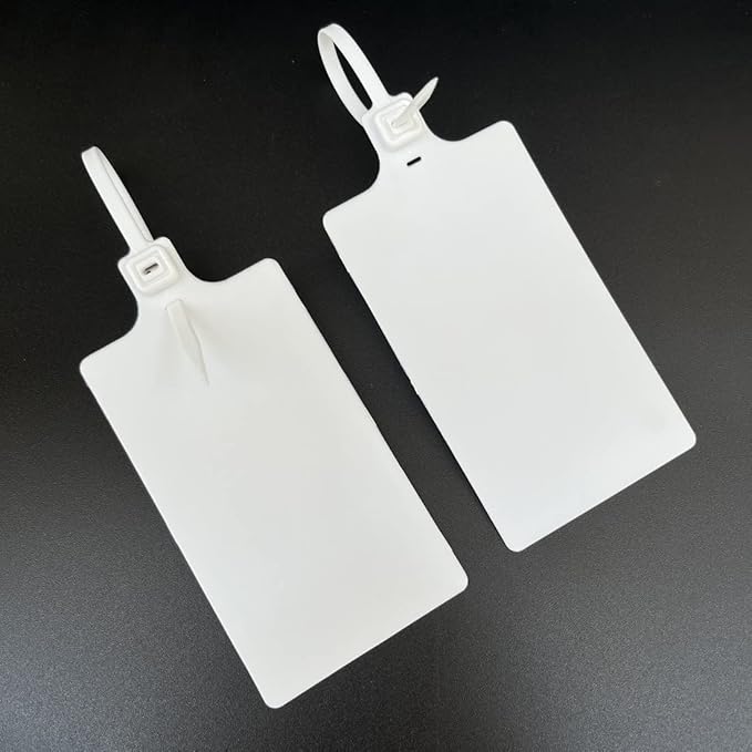 Blank Waterproof Plastic Tags for Labeling Marker Ties Large Tag Fastener Zip Tie Label Security Seal Tags 2.28"×3.94" 200pcs,White