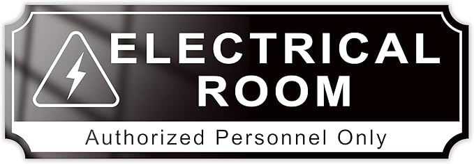 Electrical Room Door Sign for Business，Self-Adhesive Durable Modern Electrical Closet Room Sticker for Home, UV and Weather Resistant Authorized Personnel Only Signs for Business ，Workplace