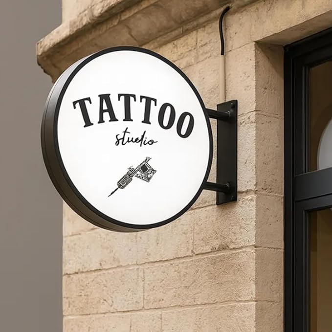 Custom Advertising Lightbox Logo Sign - Personalized Double/Single Sided LED Lighting Round Business Logo for Wall Decor, Shop Shows, Salon, Cafes, Bar & Restaurant Sign, Waterproof, Indoor Outdoor