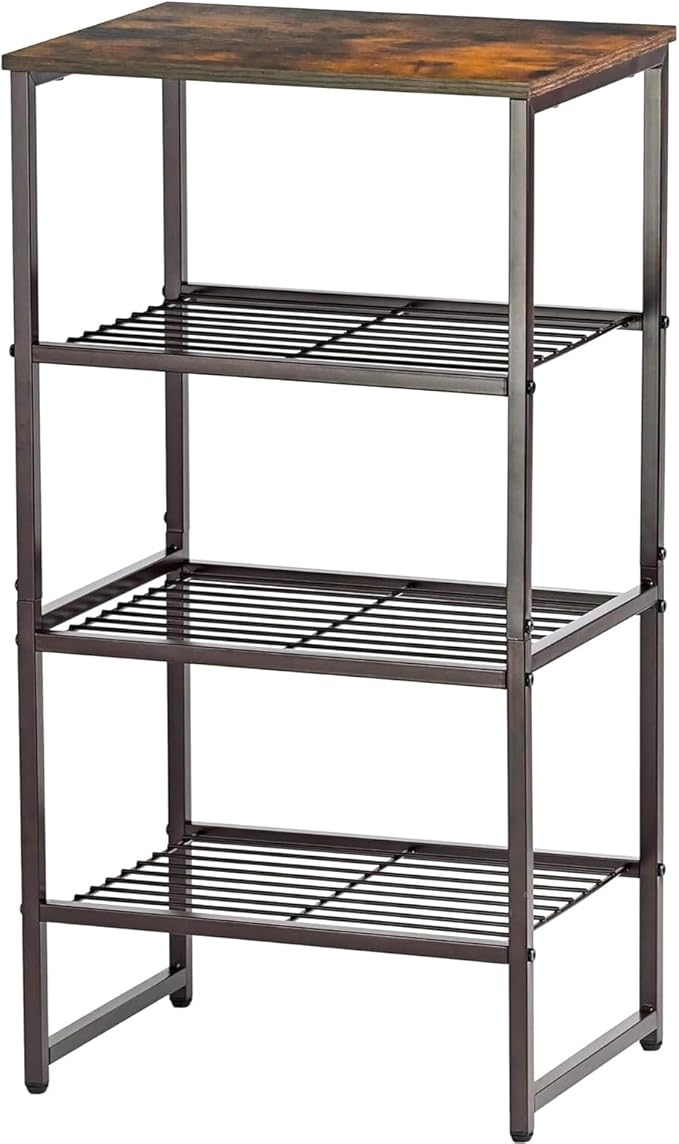 GEORIS 4 Tier Printer Stand, Spacious Floor Mount, Metal, Industrial, Printer Table Holder with Storage Shelf for Home Office Fax Machine Scanner
