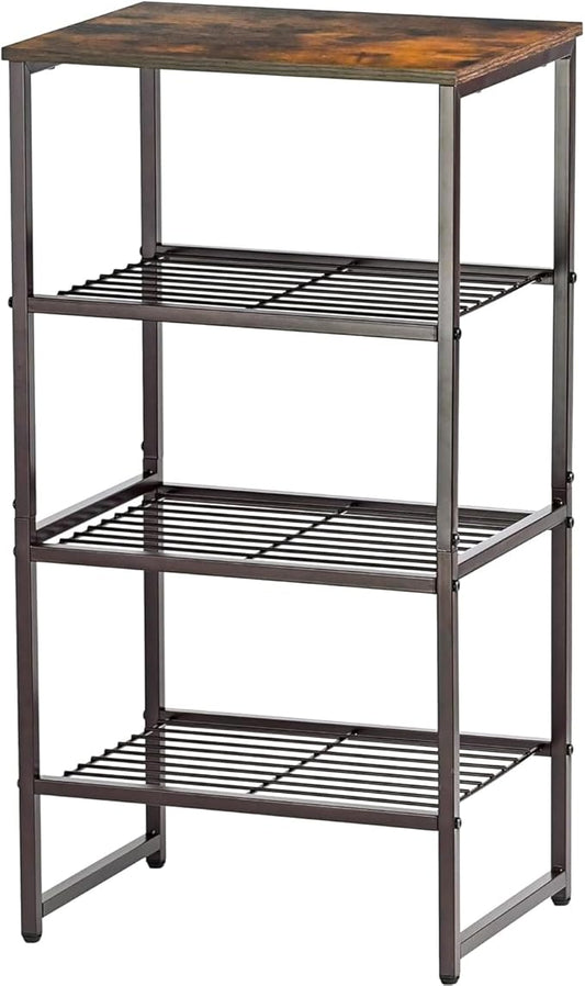 GEORIS 4 Tier Printer Stand, Spacious Floor Mount, Metal, Industrial, Printer Table Holder with Storage Shelf for Home Office Fax Machine Scanner