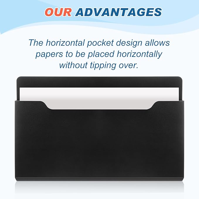 Feifeiya Magnetic Pocket File Holder Large File Folder Organizer Paper Mail Letters Holder Wall Hanging Office Supplies for Refrigerator Whiteboard Cabinets(13.8 x 8.3 Inch,Horizontal,Black)