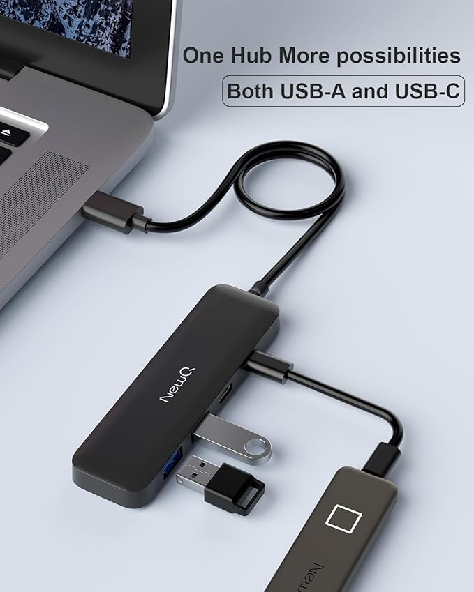 Dual USB C USB A 3.0 Hub: 4 Ports USB Hub with 2* USB-C 3.0 and 2* USB-A 3.0, Ultra Slim Portable USB Splitter Adapter for Laptop, PS4, Flash Drive, HDD, Xbox, Printer, Keyboard, Computer Accessories