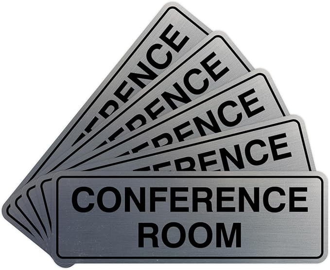 Standard Conference Room Sign - Silver - Medium 5 Pack