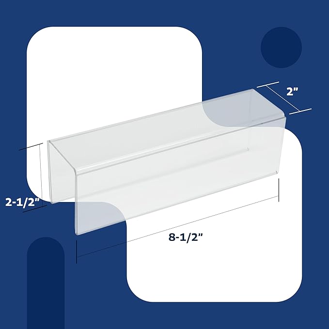 20-Pack 8.5" x 2.5" Acrylic Name Plates for Cubicle Walls – Double-Sided Holder with 2" Hook for Office, Classroom, or Door Display