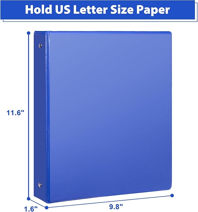 CIXILDTS 6-Pack 1-Inch Binder, Standard 3 Ring Binder Fit Letter Size Paper, Presentation View Binders,Blue