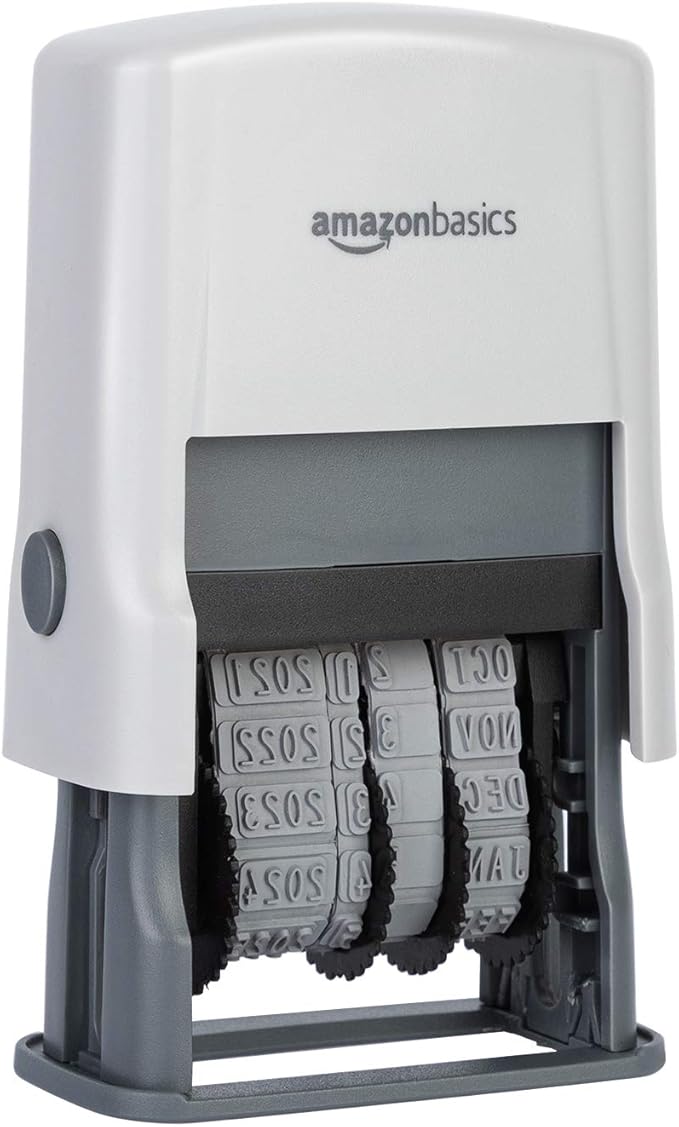 Amazon Basics Self-Inking Date Stamp, Rectangular, 2.56" x 1.69" x 4.13"