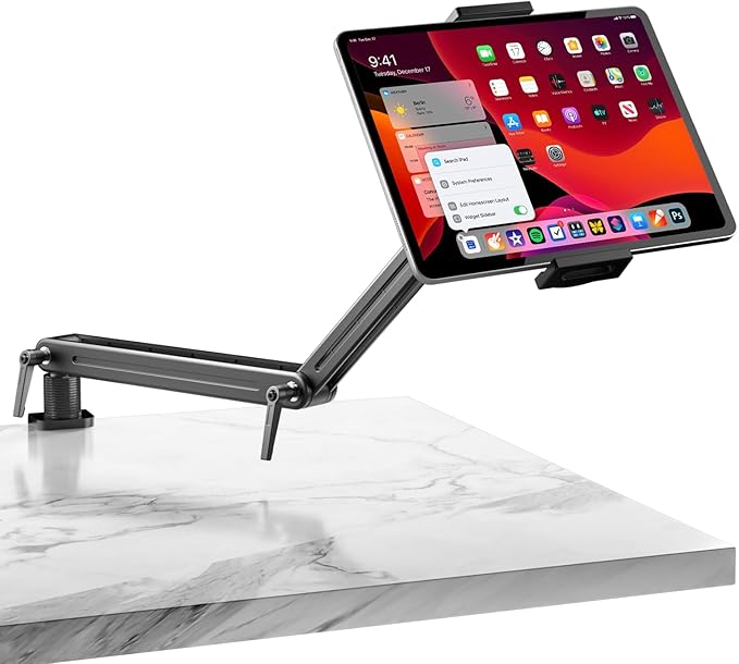 Feising Mount Soporte para Tablet/Portable Monitor/Ereader - Strong Bearing Weight over 5.5lbs with Built-in Adjusting Wrench with 360°Rotate Base Fits for ipad 4.7-15.6" Tablet Stand Holder