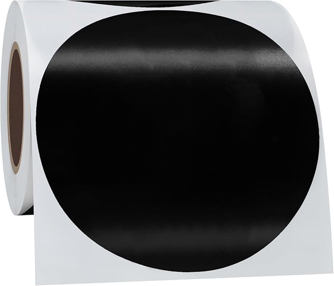 Hybsk Round Color Coding Circle Dots Labels Warehouse Inventory Organizer Stickers (4 inch, Black)