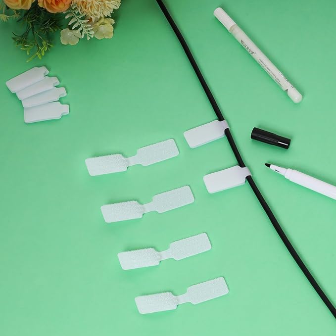 50 Pcs Cable Labels Nylon Writable Cord Tags Reusable Cable Cord Wire Labels for Electronics Office Computers Management and Identification