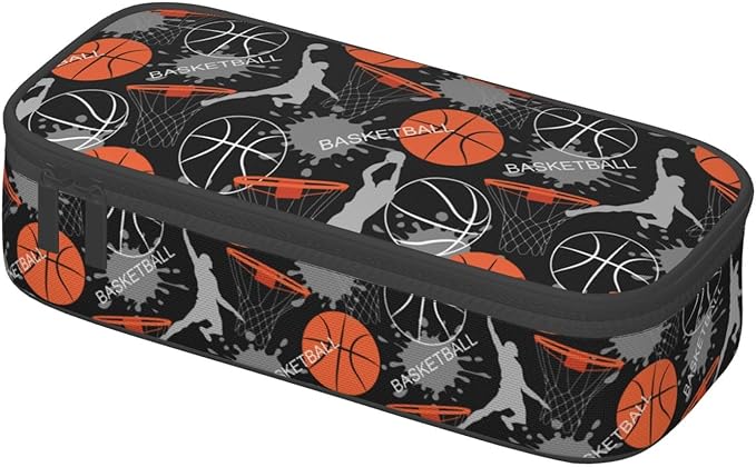 Basketball Fun Sport Ball Pencil Case Big Capacity Storage Pencil Pouch Stationery Bags With Zipper Portable Pen Holder Box Organizer For Boys Girls Teens Student College School Office Supplies