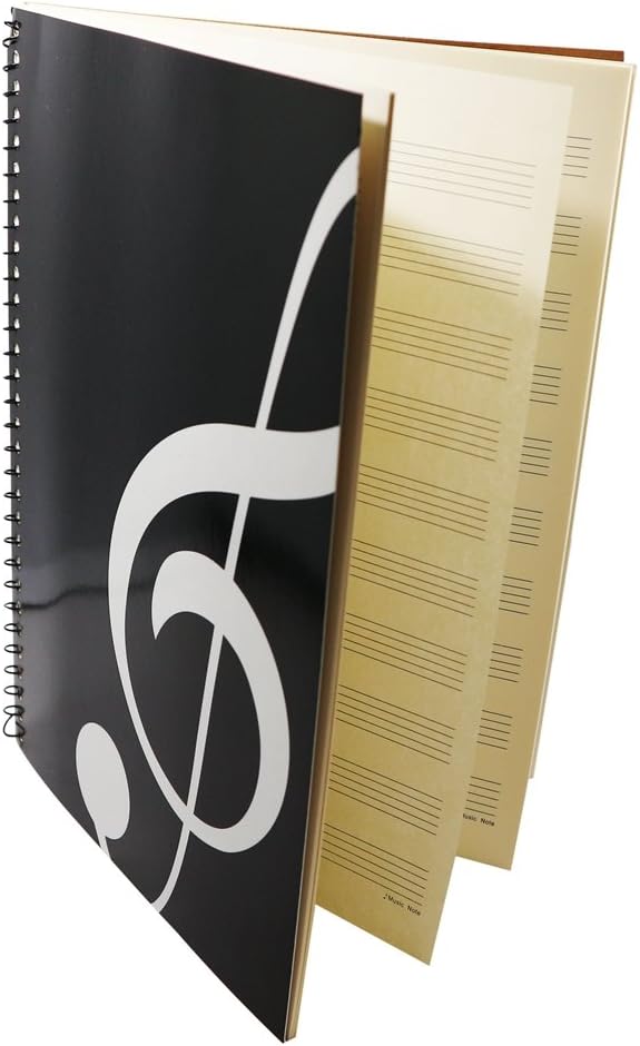 MOREYES Music Notebook Composition Manuscript Staff Notebook with 100 Pages 10.24x7.5 inch/26x19cm (Music clef notebook)