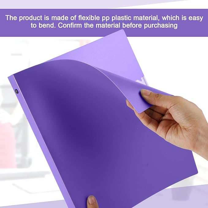 Henoyso 36 Pcs 3 Ring Binder 0.5 Inch Round Fits Letter Size 8.5'' x 11'' Paper Plastic Flexible Binder Bulk Holds 140 Sheets with 1 Pockets Versatile Organizer for Home Office School (Purple)