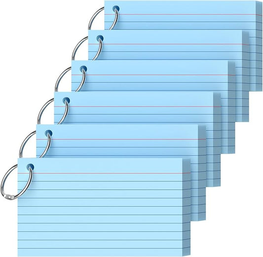 Ciphyfee Index Cards 3x5 Inch With Ring, 300 Count, Ruled Blue Index Card, 180GSM Flash Cards College Ruled for Students, Teachers, Study Note Card for Office, Home, School, Office