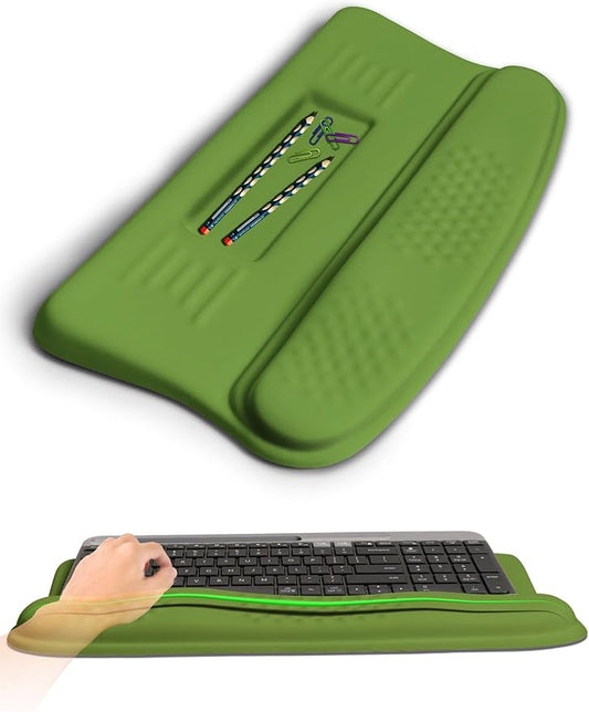 KUOSGM Ergonomic Wave Wrist Rest with Keyboard Stand, Cushioned Palm Rest, Comfortable Integrated Memory Foam for Natural Typing and Relieve Wrist Pain, Fresh Green