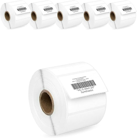 HOUSELABELS 2.25" x 1.25" Address Labels on 1" Core in Polypropylene Compatible with Zebra and Rollo Printers, 6 Rolls / 1,000 Labels per Roll