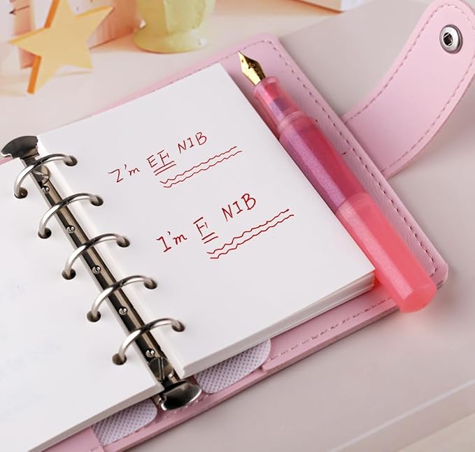 czxwyst Majohn Wancai 2.0 Mini Pocket-Size Eyedropper Fountain Pen (EF Nib 0.38mm, Strawberry Red)