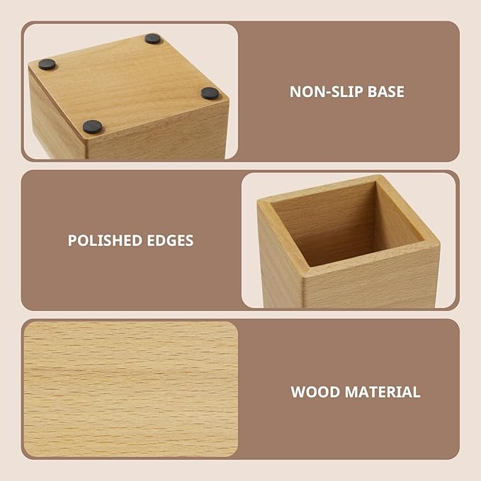 CMLKLZD Desk Organizer Set of 3 - Wood Office Desk Accessories - Desk Organizers and Accessories for Women Men - Set incl. Pencil Pen Holder, Paperclip Storage and Sticky Note Holder